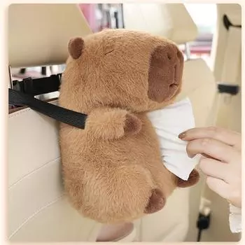 Cute Cartoon Car Tissue Box Car Seat Back Paper Bag Creative Car Tissue Box Plush Toys For Kid Gifts Car Interior Accessories коричневый