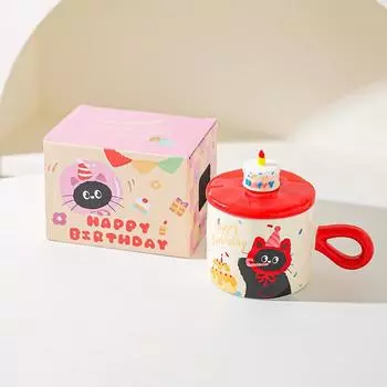 Cute Cartoon Cat Ceramic Mug Couple Water Cup High Value Gift Box Souvenir Birthday Gift Breakfast Cup 301-400ml