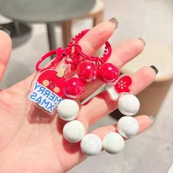 Cute Cartoon Christmas Tree Quicksand Keychain Pendant Car Key Rings Exquisite Kawaii Backpack Decoration Accessories Gifts