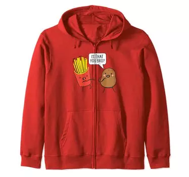 Cute Cartoon Cute Potato French Fries Meme Zip Hoodie красный