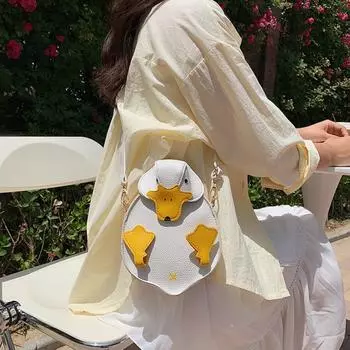 Cute Cartoon Duck Bag PU Leather Crossbody Bag Fashion Duck Shape Bag Girls белый