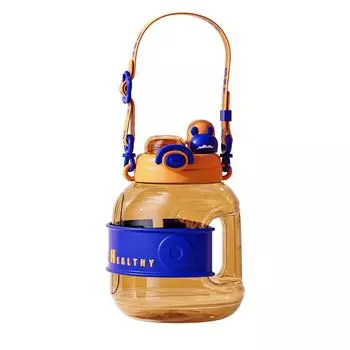 Cute Cartoon Kettle Travel Kawaii Plastic Tumbler Kids School Leakproof Mug 1L Water Bottle For Girl Portable Straw Drinking Cup 1L