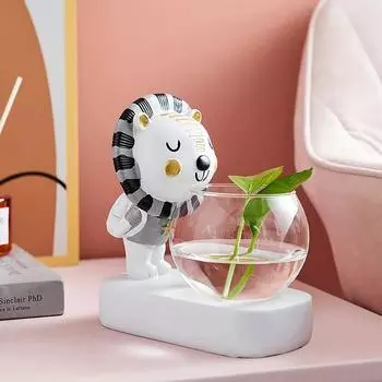 Милые фигурки львов из мультфильмов, модель животного, статуэтка из смолы, домашний декор, аксессуары, поднос для хранения, гидропоника, офисный декор, подарки