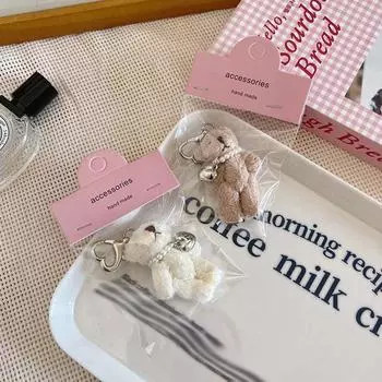 Милый мультяшный розовый кролик медведь с кулоном в виде сердца плюшевые куклы брелок кулон модная монетница украшения брелок