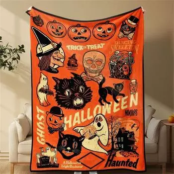 Cute Cartoon Prints Flannel Blanket Throw Blanket S шафрановый