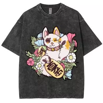 Cute Cartoon Puppy Print Ladies T-Shirt Oversized Loose Fashion Short Sleeve Washed Casual Basic Top Summer Tee S