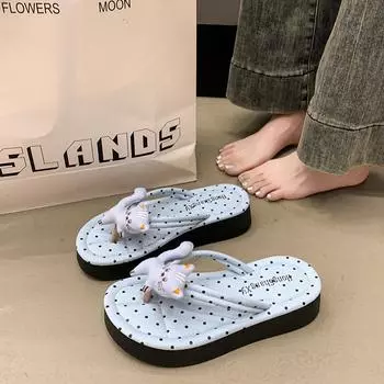 Cute cartoon Shirley Mei flip-flops women s summer new outer wear fashionable versatile non-slip pinch foot flat bottom sandals tide 35