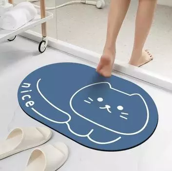 Милый мультяшный мягкий коврик из диатомовой грязи, впитывающий нескользящий быстросохнущий коврик для ног, туалет, ванная комната, туалетный коврик 40 * 60Cm