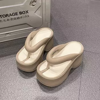 Cute cartoon thick-soled flip-flops women s new summer wear versatile height-enhancing cool slippers 36-37