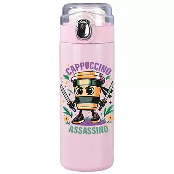 Cute Cartoon Tung Tung Tung Printed 400Ml Thermos Bottle Stainless Steel Vacuum Insulated Water Bottle Travel Cup Coffee Mug Gift