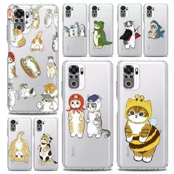 Милый чехол для телефона с изображением кота и животных из мультфильма для Xiaomi Redmi Note 11 9S 9 8 10 Pro 7 8T 9C 9A 8A K40 Pro 11T 5G Мягкий силиконовый прозрачный чехол Redmi Note 7