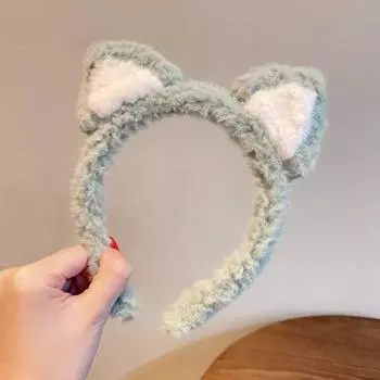 Cute cat ears plush headband Furry autumn winter headband net red dress headband hair clip жёлтый