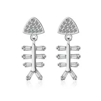 Милые серьги-гвоздики в форме рыбьей кости для свадебного банкета, модные циркониевые сверкающие классические серьги-гвоздики для женщин, ослепительные женские элегантные аксессуары, вечные ювелирные изделия золотой