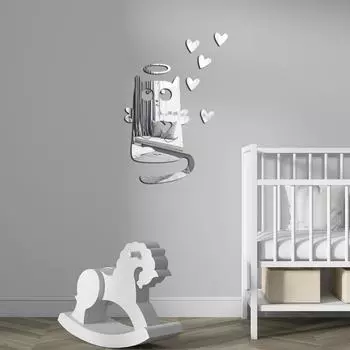 Cute cat mirror wall stickers children s room bedroom bedside decoration self-adhesive wall arrangement