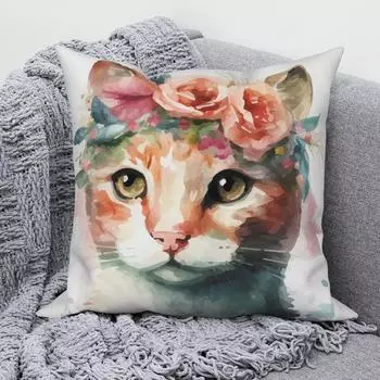Милая наволочка с изображением кота для украшения дома, спальни, комнаты, офисного кресла, гостиной, дивана, наволочка 45x45 см 40x40cm