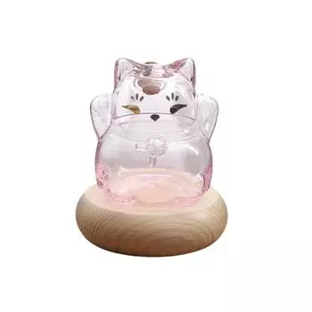 Cute Cat Shape Saving Jar Clear Glass Small Gold Bean Bank Gold Bean Container Bookshelf Display