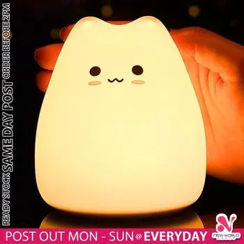 Милая силиконовая лампа в виде кота, светодиодная настольная лампа для защиты глаз в детской спальне, красочный силиконовый ночник, меняющий цвет, креативный подарок