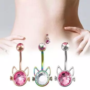 Cute Cat Women S Stylish Sexy Belly Body Piercing Button Navel Ring Jewerly Dec розового золота