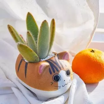 Милый керамический цветочный горшок для кошек и суккулентов, мультяшный мини-кашпо для животных, бонсай, кактус, горшки для растений, домашний офис, украшение рабочего стола, ремесло A