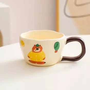 Cute Ceramic Cup Cartoon Mug Home Boys and Girls Ceramic Water Cups Couple Coffee Cup Breakfast Cup 301-400ml