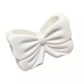 Cute Ceramic Toothbrush Holder Lovely Bowknot Design for Bathroom Countertop Accessories белый