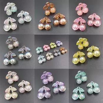 Cute Cherry DIY Pendant Jewelry Making 3Pcs Trendy Pendants Acrylic Necklace Earrings Bracelet Colorful bubble For DIY Beads 22 * 26mm 3Pcs белый