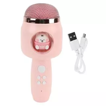 Cute Children Microphone Wireless Bluetooth Lovely Household Handheld Mic Microphone for Party Pink розовый