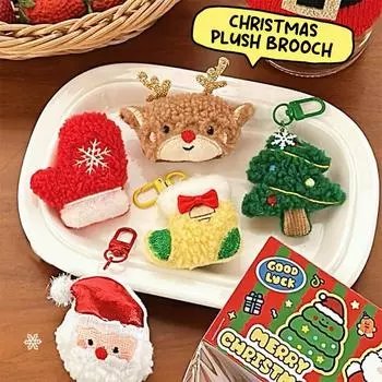 Cute Christmas Doll Pendant Keychain Fashion Cartoon Brooch Versatile Creative Keychain Pendant Backpack Decoration Gifts A6