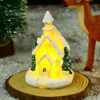 Cute Christmas Glowing Small House Luminous Resin Christmas House Ornament Elegant Merry Christmas Decorations Home Xmas Decor