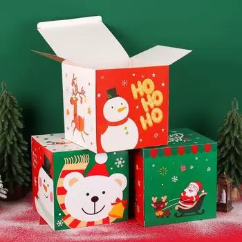 Cute Christmas Paper Gift Box Cartoon Folding Gift Packaging Box Children Gifts Style 3