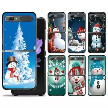Cute Christmas Snowman Phone Case For Samsung Galaxy Z Flip Z Flip3 5G Z Flip4 Hard PC Matte Shell Samsung Z Flip