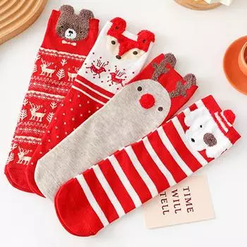 Cute Christmas Socks 4 Pairs Womens Christmas Socks Christmas Warm Socks Adult Christmas Holiday Socks Fun Novelty Cotton Socks 4 pairs