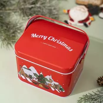 Cute Christmas Tin Gift Box Iron Santa Claus Tinplate Candy Box Merry Christmas Decoration Style 1