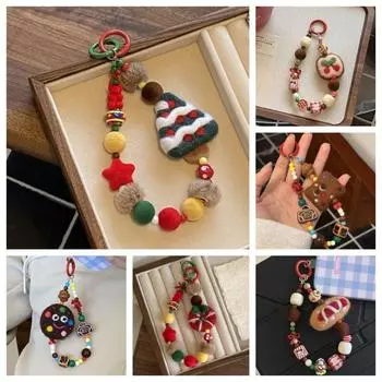 Cute Christmas Tree Pendant Felt Car Key Ring Sweet Plush Keychain Car Decor Christmas Tree