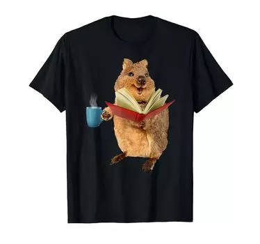 Cute coffee gift quokka, book, T-shirt
