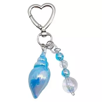 Cute Colorful Bead Conch Keychain Pendant Fashionable and Practical Keyring Key Charm for Backpack Bag Decoration синий