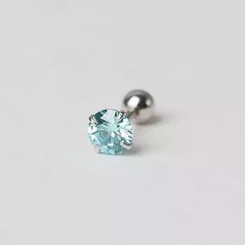 Cute Colorful Crystals Screw Ball Sleep No Need to Take off Stud Earrings Drill 3mm shallow blue (one)