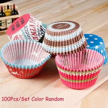 Cute Colorful Decorating Cup 100PCS Cases Wrapper Liners Party Cake Cupcake Baking Paper разноцветный