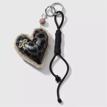 Cute Cool Leather Leopard Print Love Keychain Pendants Cherry Charm Braided Rope Bag Hanging Ornaments Accessories Gifts