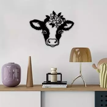Cute Cow Metal Wall Art Decor Funny Animal Decoration for Perfect for Children s Room Kindergarten - Stickers Included