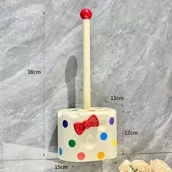 Cute Creative Polka Dot Bow Brush Dopamine Household Bathroom Cleaning Wear-resistant Artifact Wall-mounted Toilet Brush