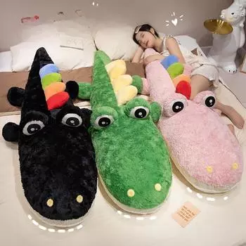 Cute Crocodile Pillow Mat with Cute Crocodile Plush Toy Cartoon Crocodile Doll Large Pillow Women 55cm