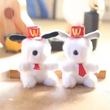 Cute Cute Puppy Pendant Plush Toy Doll Cartoon White Dog Bag Hanging Key Chain Doll 13cm