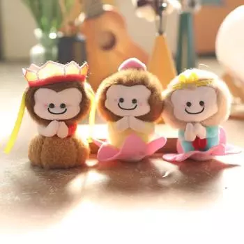Cute Cute Wukong Lotus Little Monkey Pendant Plush Toy Doll Cartoon Bag Hanging Keychain Rag Doll 13Cm