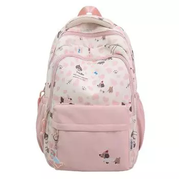 Cute Dachshund Dog Cartoon Printed Student Backpack With Pendant For School