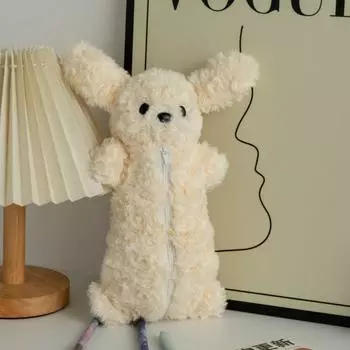 Cute Design Plush Pencil Bag Stuffed Stationery Bag Novelty Animal Pen Bag Office Supply A