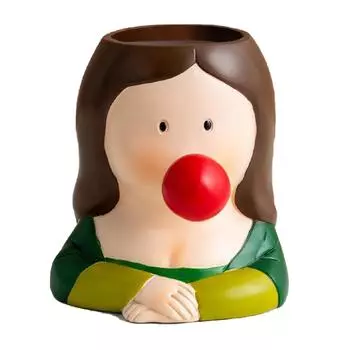 Cute Desktop Pen Holder Resin Cartoon Beautiful Desktop Stationery Organizers for Pencil Pen Mona