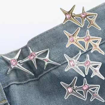 Cute Detachable Adjustable Waist Buckle Cross Star Shape Jeans Buttons Pins Detachable Waist Tightener Clothing Accessories серебряный