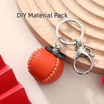 Cute DIY Material Package Keyring Persimmon Leather Keychain Lovely Fruit Bag Pendant Bag Ornament Small Persimmon Style1