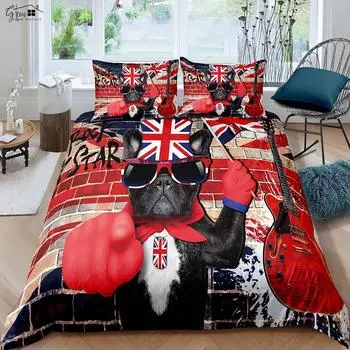 Милый Пес Животное 3D Печатный Пододеяльник Постельное Белье Текстильные Изделия Наволочка Пододеяльник Набор из Трех Предметов Детский Подарок EU 135x200cm 2PCS